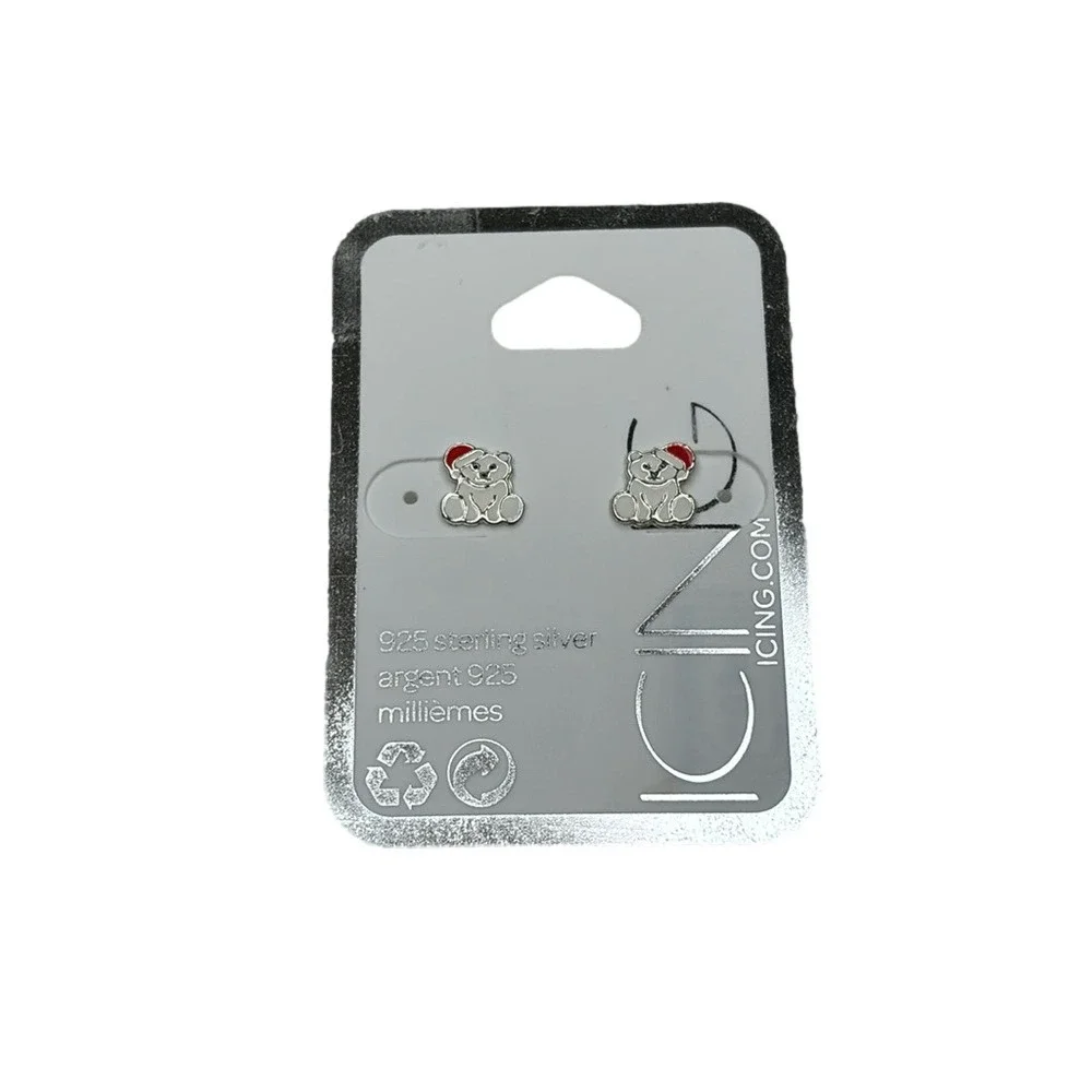 Icing Polar Bear Earrings Silver